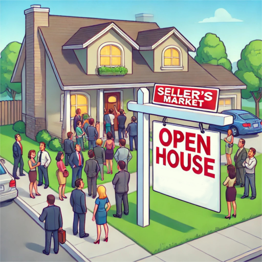 home buyers crowd around a property hosting an open house